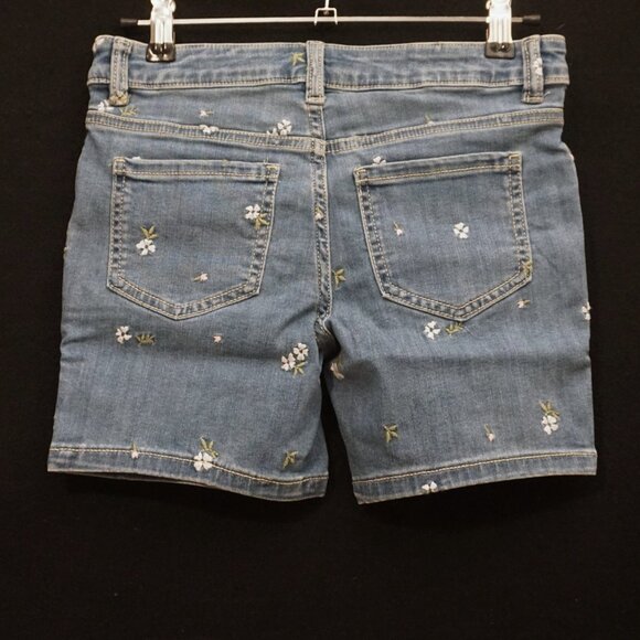Thereabouts Denim Shorts Light Wash with Embroidered Flowers Stretch Girl’s 10 - Picture 3 of 6